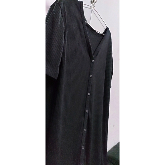 Black button down dress V neck - Picture 4 of 7